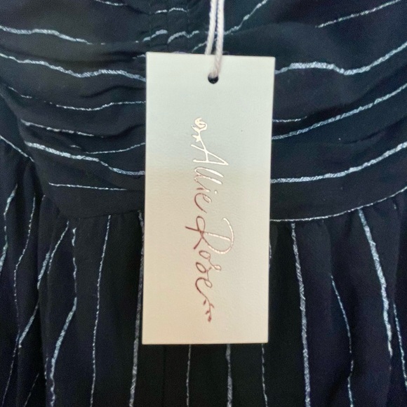 BNWT! Allie Rose, Harlow Halter Tie Jumpsuit in Black, Washed Pinstripe - Picture 8 of 12